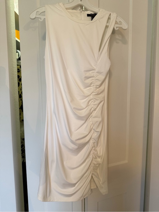 Forever 21 Dresses & Skirts - Forever 21 White Ruched Cutout Bodycon Midi Dress Size S